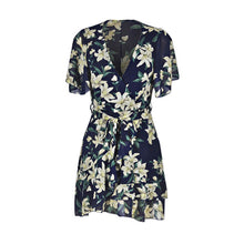 Load image into Gallery viewer, Deep V-Neck Floarl Print Short Sleeve Dress