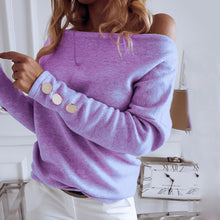 Load image into Gallery viewer, Solid Color One-Shoulder Long-sleeved Top