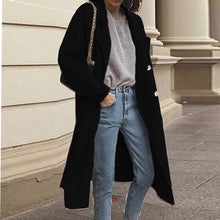 Load image into Gallery viewer, Solid Color Double-Breasted Woolen Coat