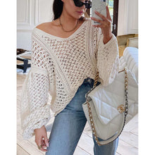 Load image into Gallery viewer, Solid Color V-neck Cutout Sweater