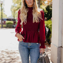 Load image into Gallery viewer, Pleated Ruffled Turtleneck Top T-shirt