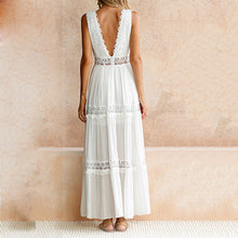 Load image into Gallery viewer, V-Neck Lace Backless Maxi Dress