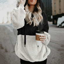 Load image into Gallery viewer, Stitching Color Plush Hooded Sweatshirt