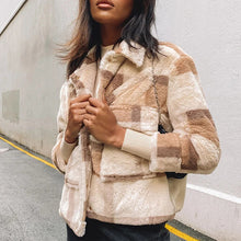Load image into Gallery viewer, Short Plaid Woolen Flocking Coat