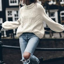 Load image into Gallery viewer, Solid Color Round Neck Pullover Hollow Sweater