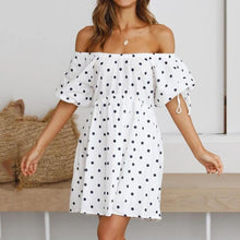 Load image into Gallery viewer, Off-Shoulder Polka Dot Dress