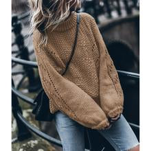 Load image into Gallery viewer, Solid Color Round Neck Pullover Hollow Sweater