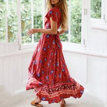 Load image into Gallery viewer, Bohemian V-Neck Floral Printed Vacation Dress
