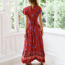 Load image into Gallery viewer, Bohemian V-Neck Floral Printed Vacation Dress