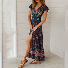 Load image into Gallery viewer, Bohemian V-Neck Floral Printed Vacation Dress
