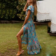Load image into Gallery viewer, Bohemian V-Neck Floral Printed Vacation Dress