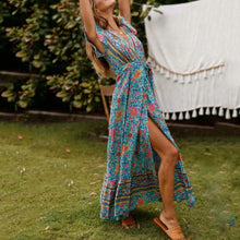 Load image into Gallery viewer, Bohemian V-Neck Floral Printed Vacation Dress