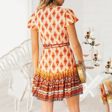 Load image into Gallery viewer, Short Sleeve Floral Printed Bohemian Dress