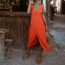 Load image into Gallery viewer, Deep V Neck Sexy Halter Maxi Dress