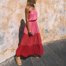 Load image into Gallery viewer, Color Block Beach Sling Maxi Dress