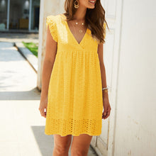 Load image into Gallery viewer, Short Sleeve V-Neck Lace Dress