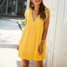 Load image into Gallery viewer, Short Sleeve V-Neck Lace Dress