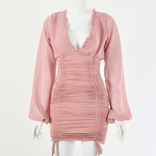 Load image into Gallery viewer, Sexy Deep V Wood Ears Long Sleeve Bodycon Dress