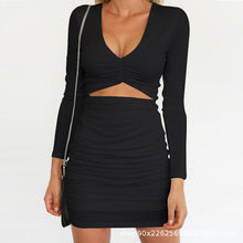 Load image into Gallery viewer, Long Sleeve Solid Color Slim Bodycon Dress