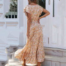 Load image into Gallery viewer, Boho V Neck Floral Maxi Dress