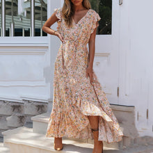 Load image into Gallery viewer, Boho V Neck Floral Maxi Dress