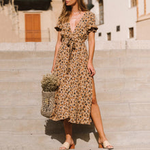 Load image into Gallery viewer, Sexy V-Neck Leopard Printed Maxi Dress
