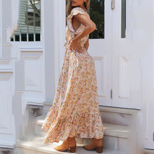 Load image into Gallery viewer, V-Neck Floral Print Irregular Maxi Dress