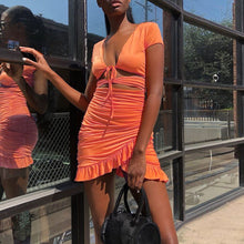 Load image into Gallery viewer, Sexy V-Neck Ruffle Bodycon Dress