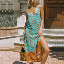 Load image into Gallery viewer, Fashion Printed Sling Split Vacation Dress