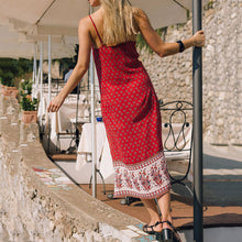 Load image into Gallery viewer, Fashion Printed Sling Split Vacation Dress
