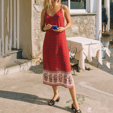 Load image into Gallery viewer, Fashion Printed Sling Split Vacation Dress