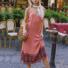 Load image into Gallery viewer, Fashion Printed Sling Split Vacation Dress