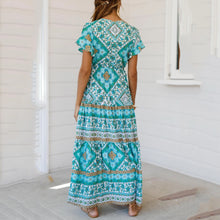 Load image into Gallery viewer, Vintage V-Neck Printed Maxi Dress
