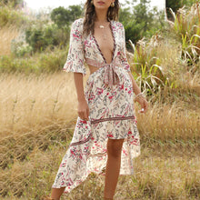 Load image into Gallery viewer, Vintage Floral Printed Bohemian Irregular Maxi Dress