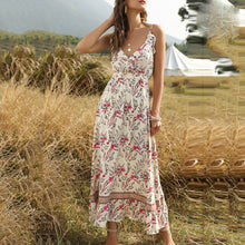 Load image into Gallery viewer, Bohemian Style Ruffle V-Neck Floral Printed Maxi Dress