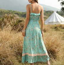 Load image into Gallery viewer, Bohemian Style Ruffle V-Neck Floral Printed Maxi Dress