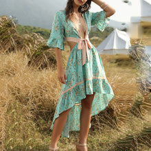 Load image into Gallery viewer, Vintage Floral Printed Bohemian Irregular Maxi Dress