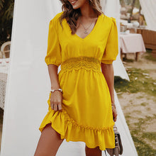 Load image into Gallery viewer, V-Neck Half Sleeve Mini Dress