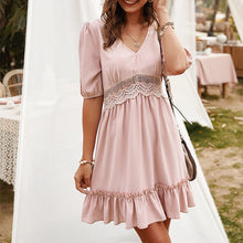 Load image into Gallery viewer, V-Neck Half Sleeve Mini Dress