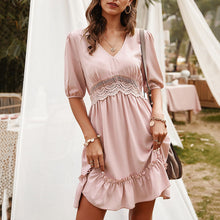Load image into Gallery viewer, V-Neck Half Sleeve Mini Dress