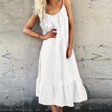 Load image into Gallery viewer, Solid Color Ruffle Sling Maxi Dress