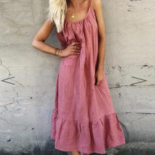 Load image into Gallery viewer, Solid Color Ruffle Sling Maxi Dress