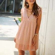 Load image into Gallery viewer, Short Sleeve V-Neck Lace Dress