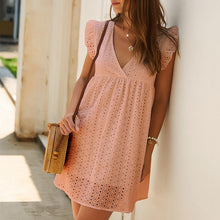 Load image into Gallery viewer, Short Sleeve V-Neck Lace Dress