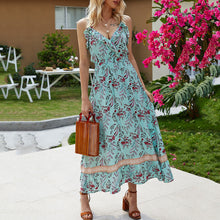 Load image into Gallery viewer, Bohemian Style Ruffle V-Neck Floral Printed Maxi Dress