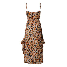 Load image into Gallery viewer, Leopard Printed Ruffle Vacation Dress