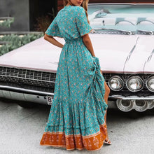 Load image into Gallery viewer, V Neck Beach Holiday Printed Maxi Dress
