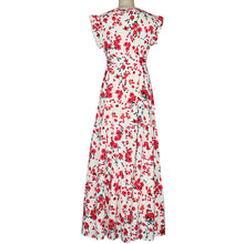 Load image into Gallery viewer, Floral Print V-Neck Design Vaction Dress