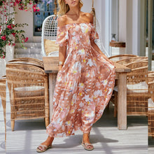 Load image into Gallery viewer, Off Shoulder Printed Mid Sleeve Maxi Dress