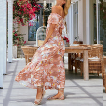 Load image into Gallery viewer, Off Shoulder Printed Mid Sleeve Maxi Dress